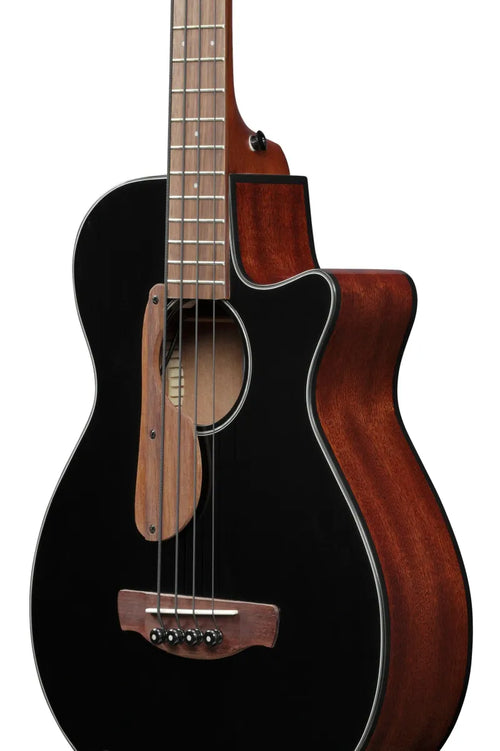 Bajo Electroacústico Ibanez AEGB24EBKH Black High Gloss de 4 Cuerdas con Afinador Integrado