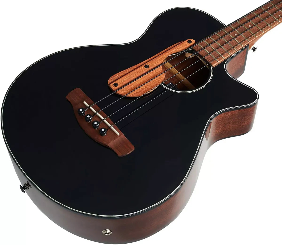 Bajo Electroacústico Ibanez AEGB24EBKH Black High Gloss de 4 Cuerdas con Afinador Integrado