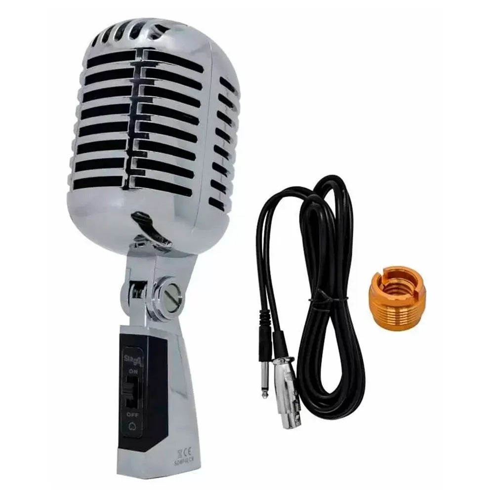 Micrófono Dinámico Stagg SDMP40CR Profesional Cardioide con Cable XLR para Voz y Karaoke