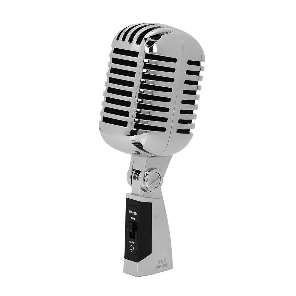 Micrófono Dinámico Stagg SDMP40CR Profesional Cardioide con Cable XLR para Voz y Karaoke