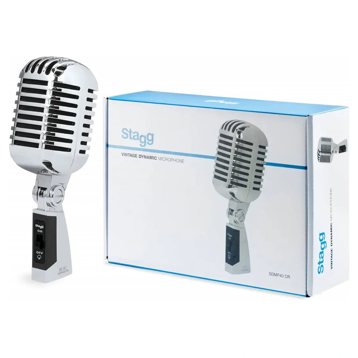 Micrófono Dinámico Stagg SDMP40CR Profesional Cardioide con Cable XLR para Voz y Karaoke