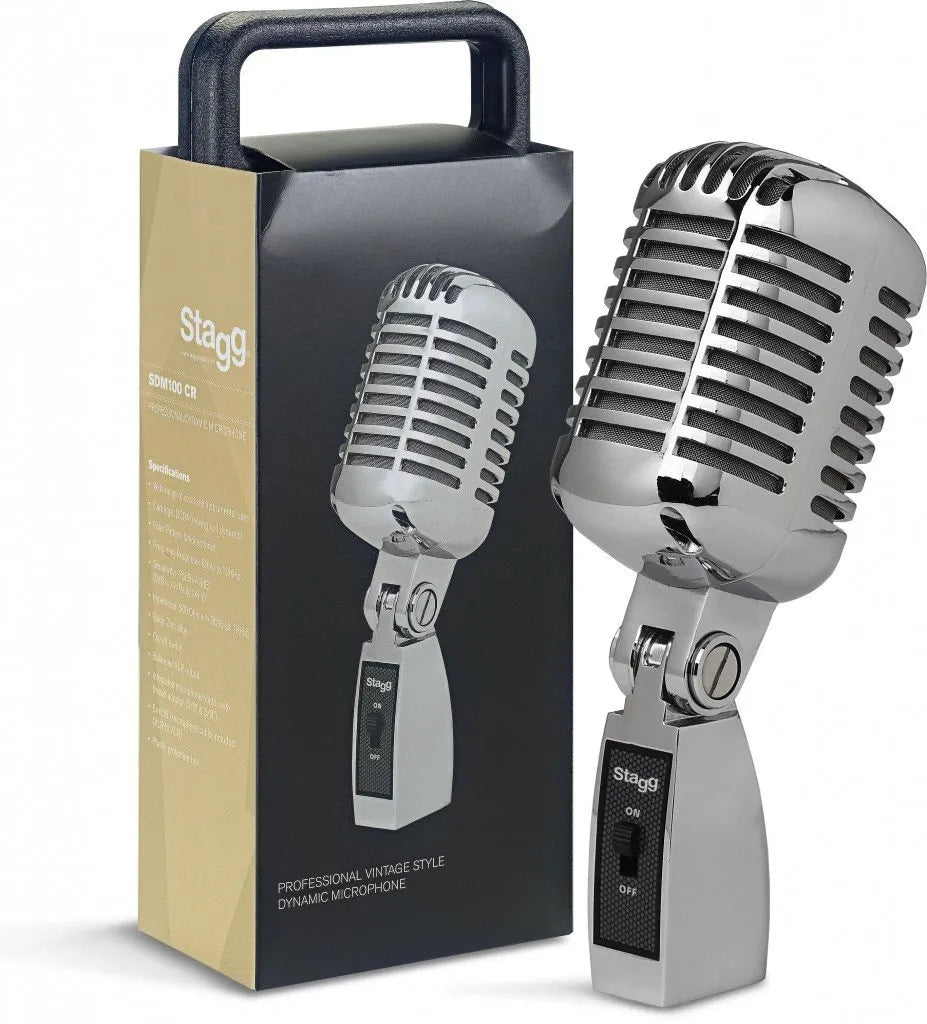 Micrófono Dinámico Stagg SDM100CR Profesional Cardioide con Cable XLR para Voz, Canto y Presentaciones