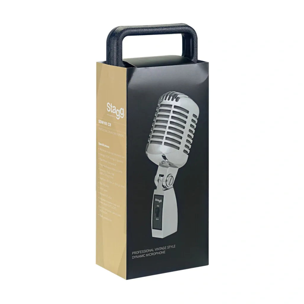 Micrófono Dinámico Stagg SDM100CR Profesional Cardioide con Cable XLR para Voz, Canto y Presentaciones