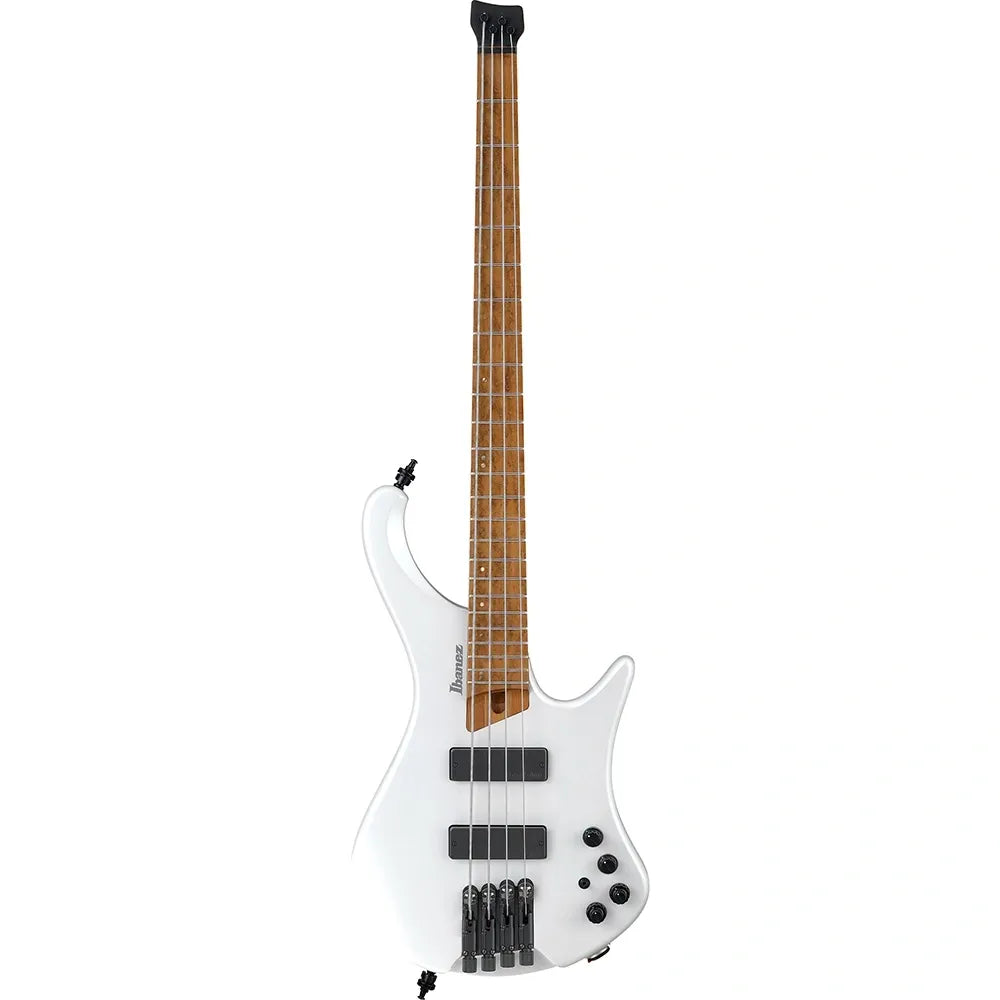 Bajo Eléctrico Sin Cabeza Ibanez EHB1000PWM Pearl White Matte Bass Workshop de 4 Cuerdas con Pastillas Bartolini BH2 y EQ Vari-Mid