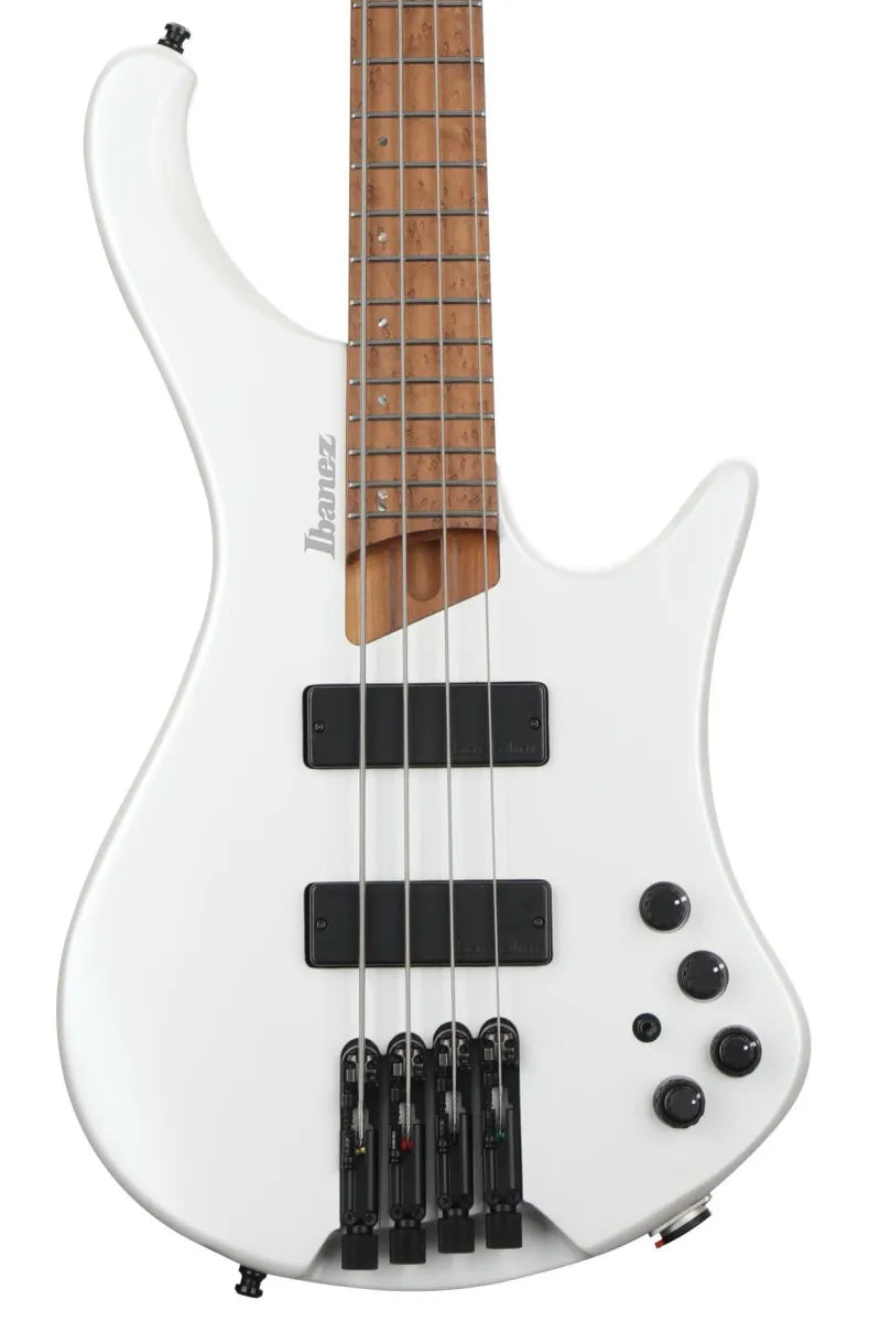 Bajo Eléctrico Sin Cabeza Ibanez EHB1000PWM Pearl White Matte Bass Workshop de 4 Cuerdas con Pastillas Bartolini BH2 y EQ Vari-Mid