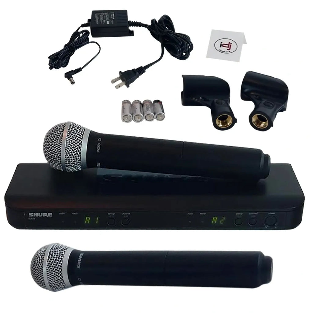 Sistema de Micrófonos Inalámbricos Shure BLX288/PG58 Dual – 2 Micrófonos Profesionales UHF para Voz en Vivo, Iglesias y Eventos