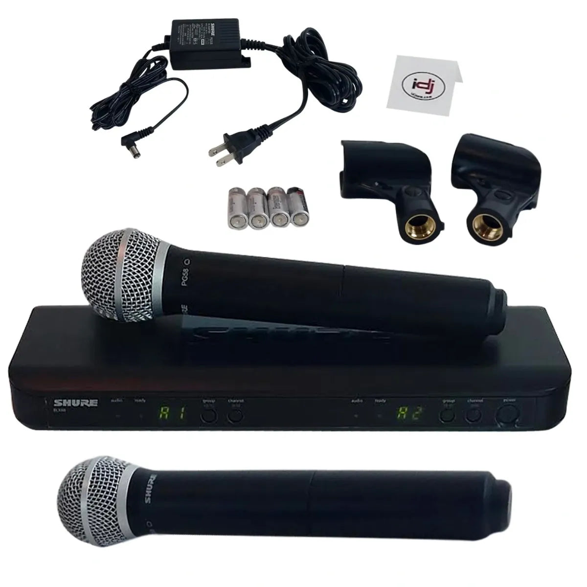 Sistema de Micrófonos Inalámbricos Shure BLX288/PG58 Dual – 2 Micrófonos Profesionales UHF para Voz en Vivo, Iglesias y Eventos