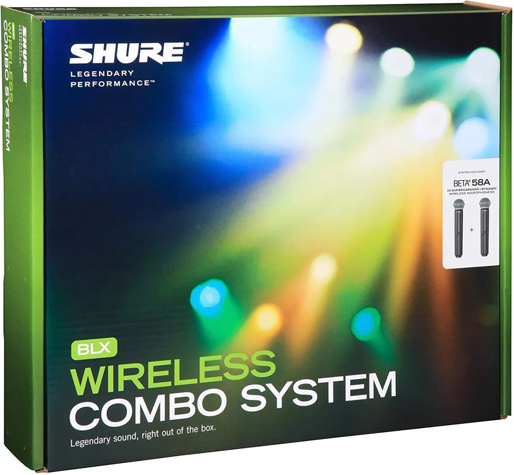Sistema de Micrófonos Inalámbricos Shure BLX288/PG58 Dual – 2 Micrófonos Profesionales UHF para Voz en Vivo, Iglesias y Eventos