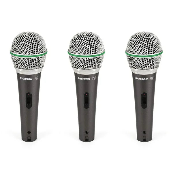 Pack de 3 Micrófonos Dinámicos Samson Q6CL3P Supercardioides para Voz e Instrumentos con Estuche