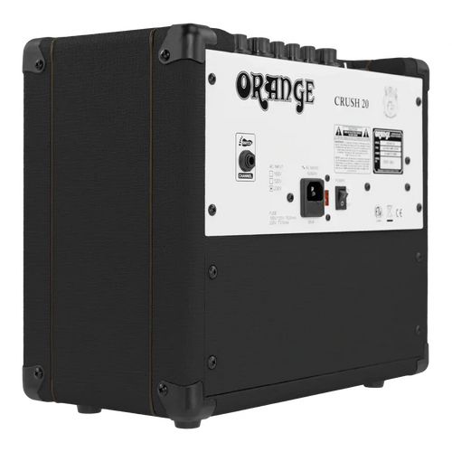 Amplificador para Guitarra Eléctrica Orange Crush 20 Black CRUSH20-BK 20W Combo con Overdrive, Ecualizador y Salida para Audífonos