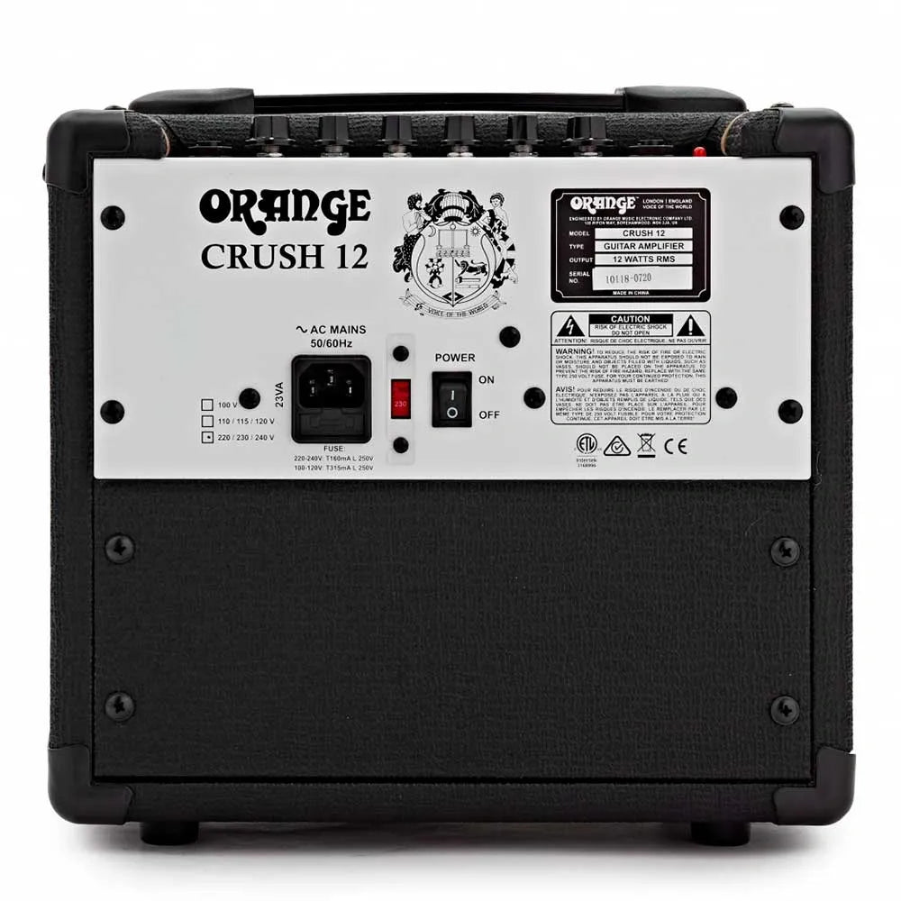 Amplificador para Guitarra Eléctrica Orange Crush 12 Black CRUSH12BK 12W Combo con Overdrive, Ecualizador y Sonido Analógico Profesional