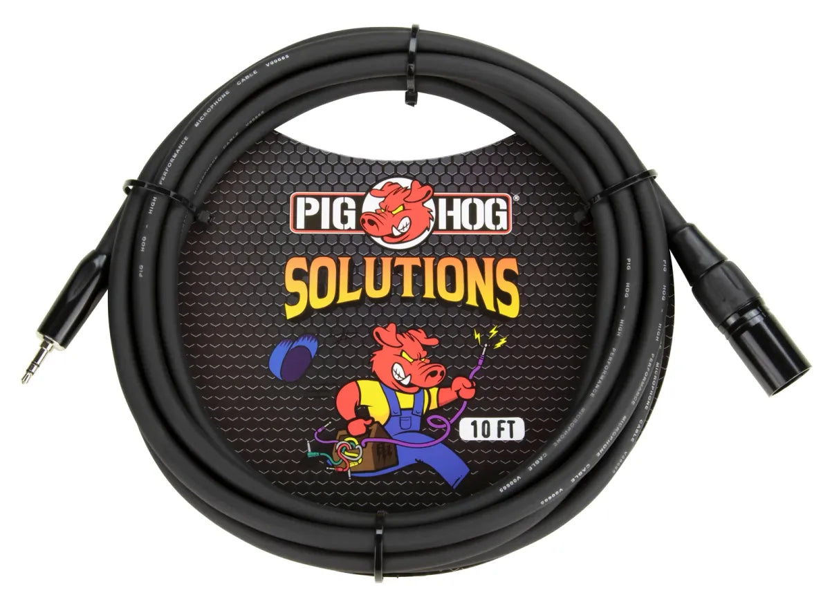 Cable Adaptador Pig Hog PX-M35XM10 TRS 3.5 mm a XLR Macho de 3 Metros para Audio Profesional
