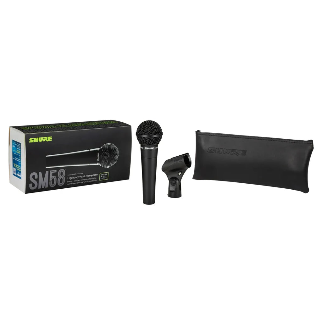 Micrófono Dinámico Shure SM58-BK Edición Especial Negra | Profesional Cardioide para Voz y Canto
