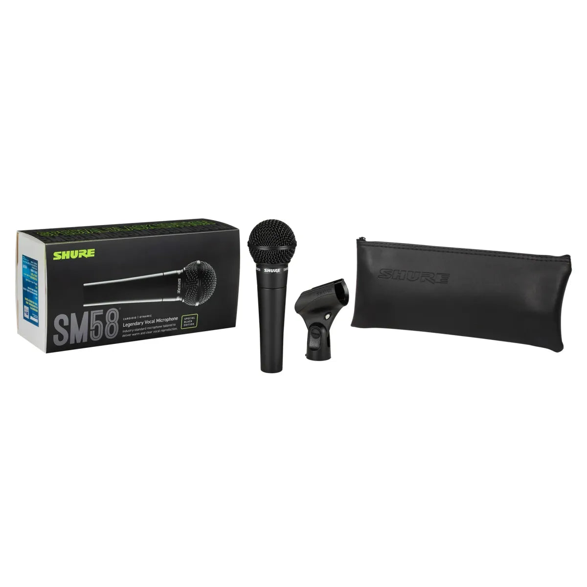 Micrófono Dinámico Shure SM58-BK Edición Especial Negra | Profesional Cardioide para Voz y Canto