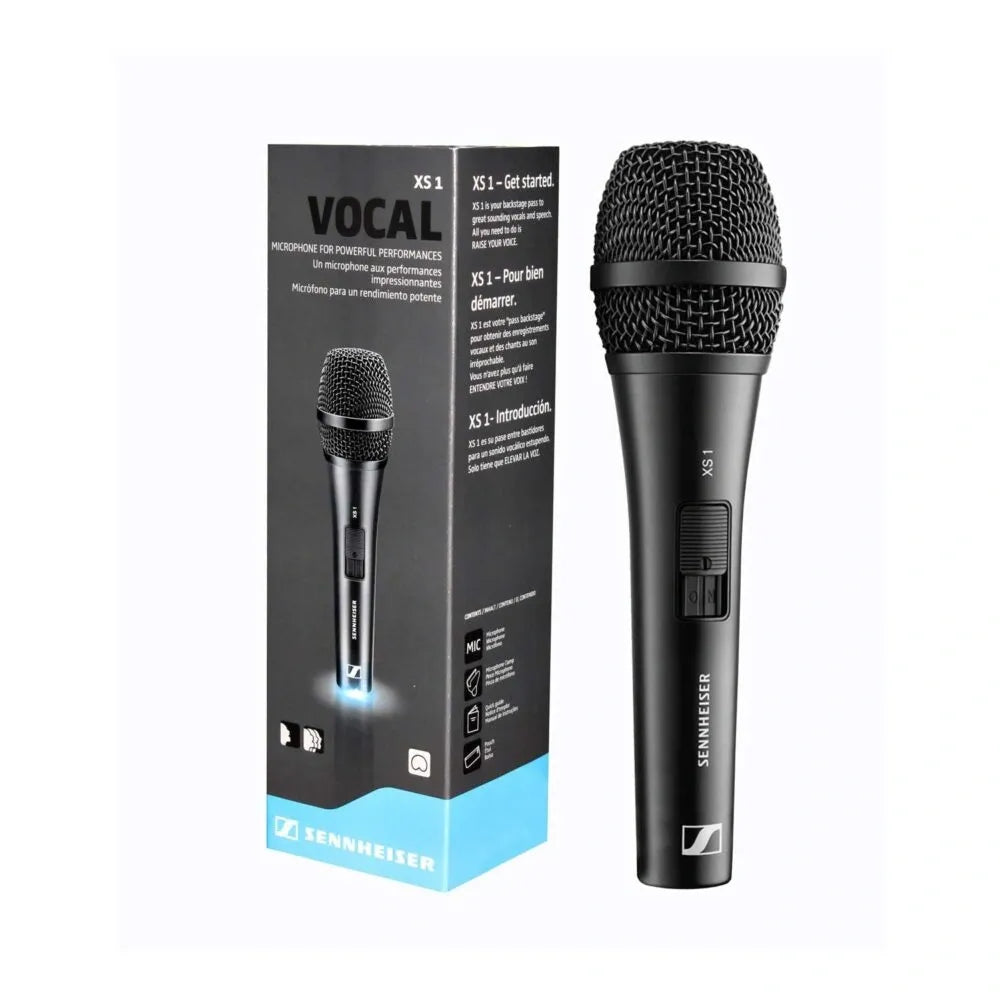 Micrófono Dinámico de Mano Sennheiser XS 1 con Switch ON/OFF – Profesional para Voz en Vivo, Iglesias y Presentaciones