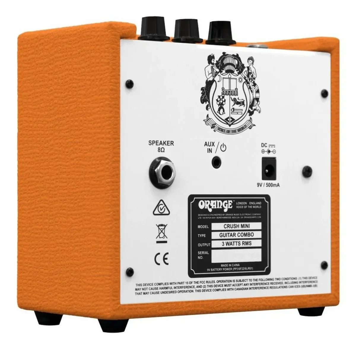 Mini Amplificador para Guitarra Eléctrica Orange Crush Mini 3W Portátil con Tuner Integrado, Overdrive y Salida para Audífonos CabSim