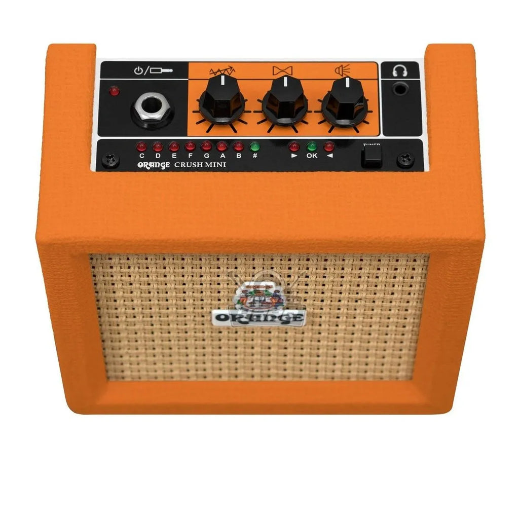 Mini Amplificador para Guitarra Eléctrica Orange Crush Mini 3W Portátil con Tuner Integrado, Overdrive y Salida para Audífonos CabSim
