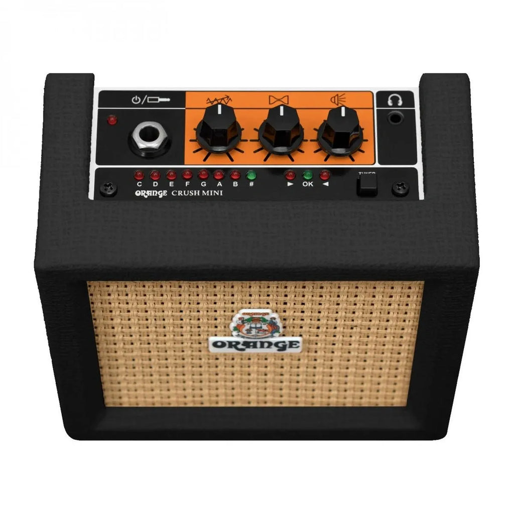 Mini Amplificador para Guitarra Eléctrica Orange Crush Mini 3W Portátil con Afinador Integrado, Overdrive, CabSim y Salida para Audífonos