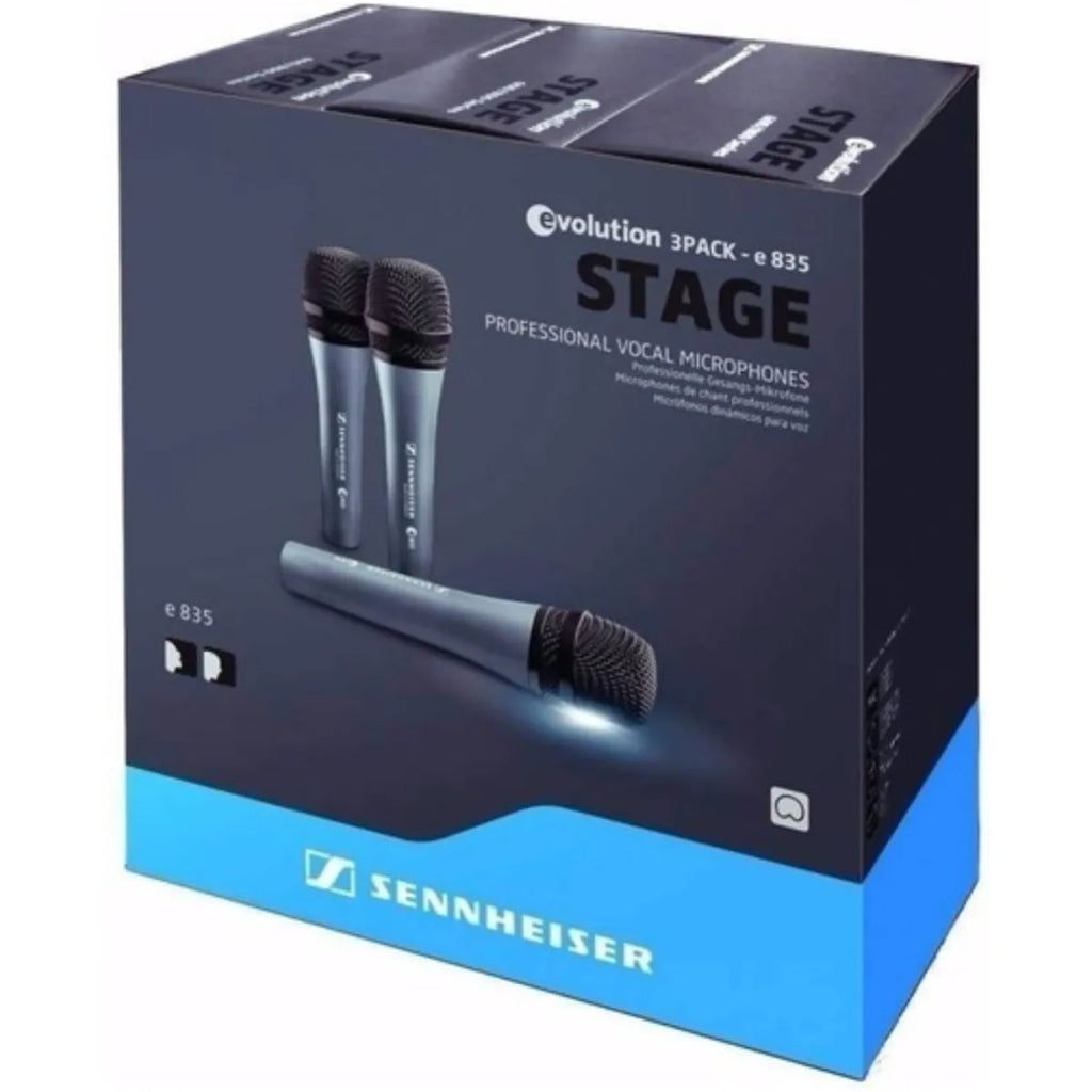 Micrófono Dinámico Sennheiser e835S 3 Pack – Kit Profesional de 3 Micrófonos con Switch ON/OFF para Voz en Vivo