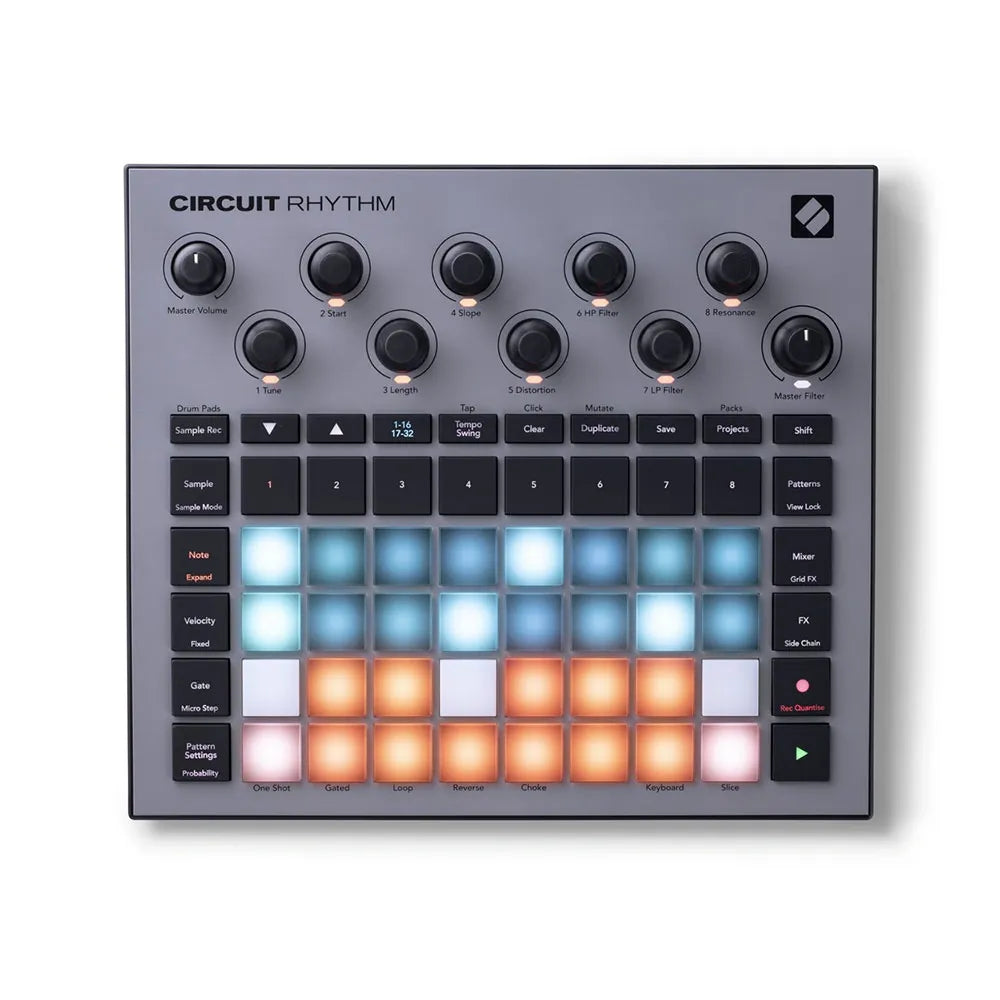 Controlador Novation Circuit Rhythm Groovebox Sampler con 8 Pistas, Pads RGB, Secuenciador y Efectos Integrados