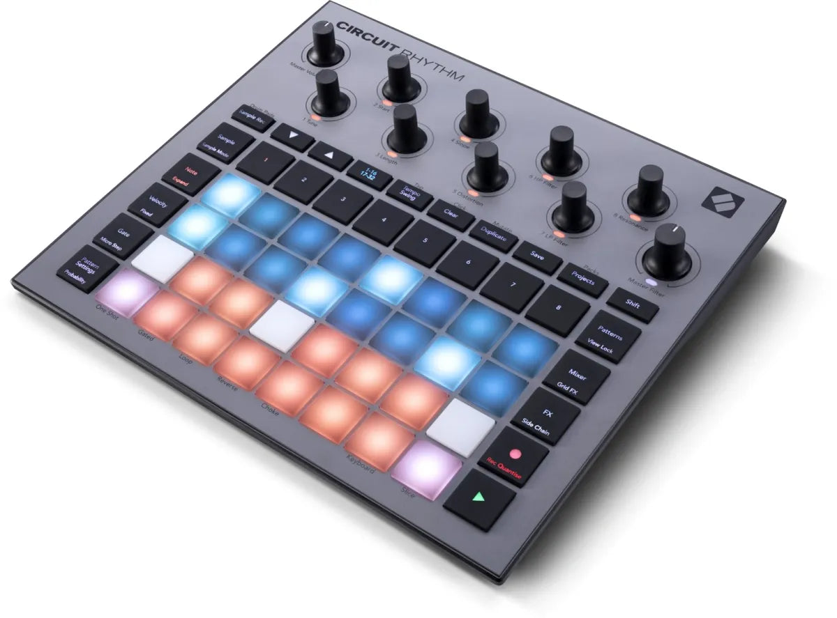Controlador Novation Circuit Rhythm Groovebox Sampler con 8 Pistas, Pads RGB, Secuenciador y Efectos Integrados