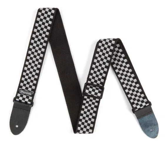 Tahalí Dunlop D38-31BK Correa para Guitarra y Bajo Ajustable Diseño Blanco y Negro