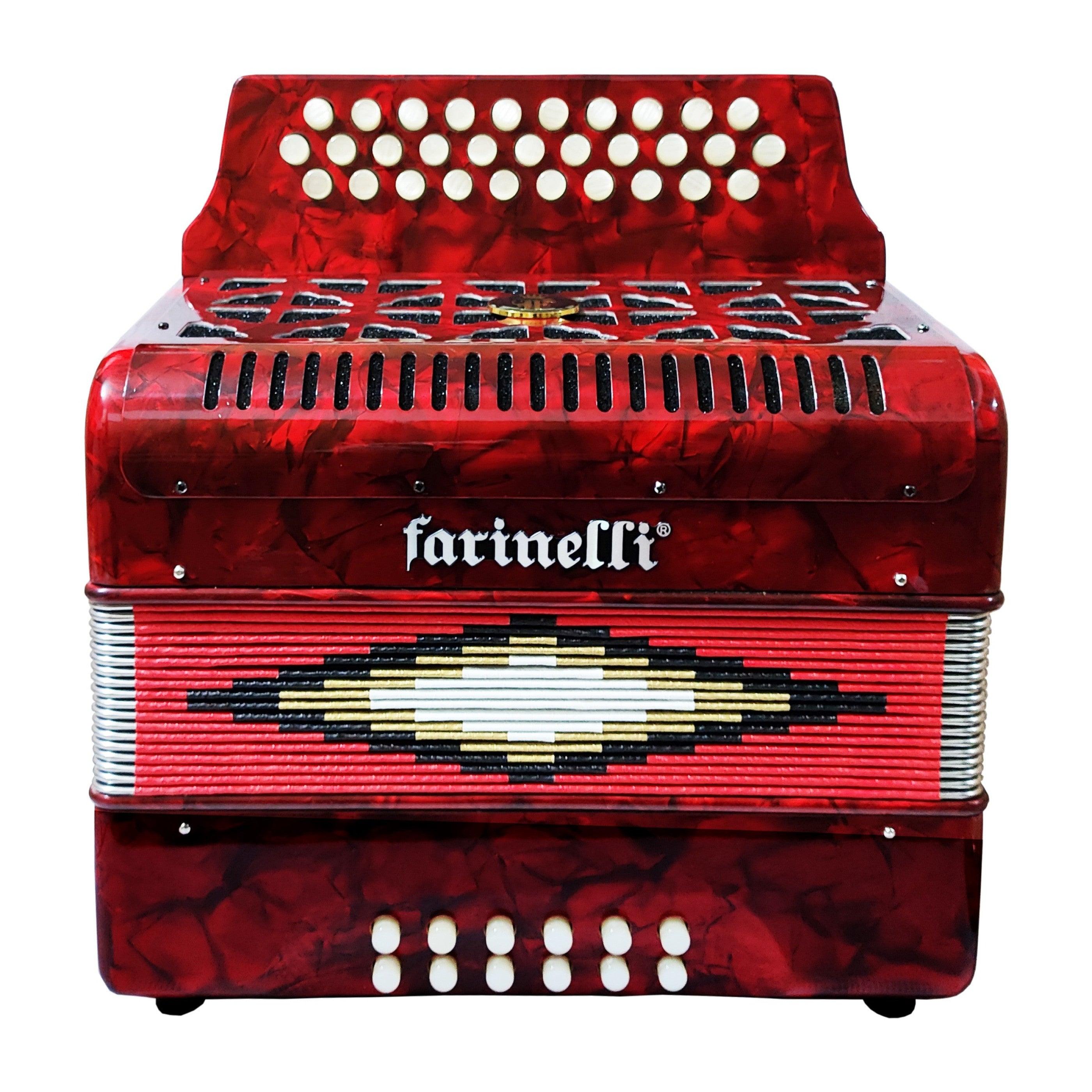 Acordeón Rossetti Tono Fa 31 Botones 12 Bajos Modelo ROS3112FBERD Rojo Profesional Diatónico Norteño