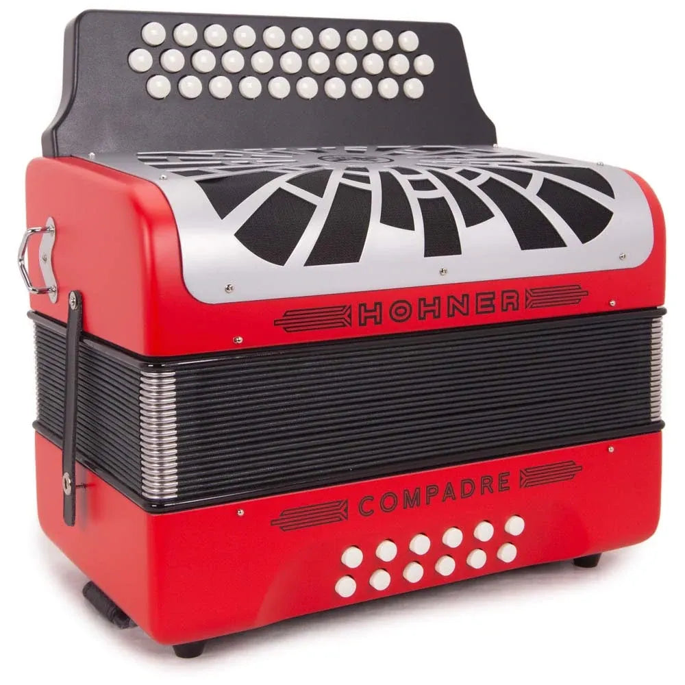 Acordeón Hohner Compadre GCF Tono Sol 31 Botones 3 Hileras Diatónico con Funda – Norteño / Tex-Mex
