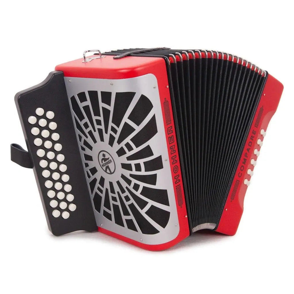 Acordeón Hohner Compadre GCF Tono Sol 31 Botones 3 Hileras Diatónico con Funda – Norteño / Tex-Mex
