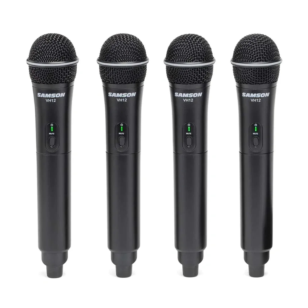 Sistema de Micrófonos Inalámbricos de Mano Samson Stage 412 Quad VHF – 4 Micrófonos Profesionales para Eventos, Iglesias y Presentaciones