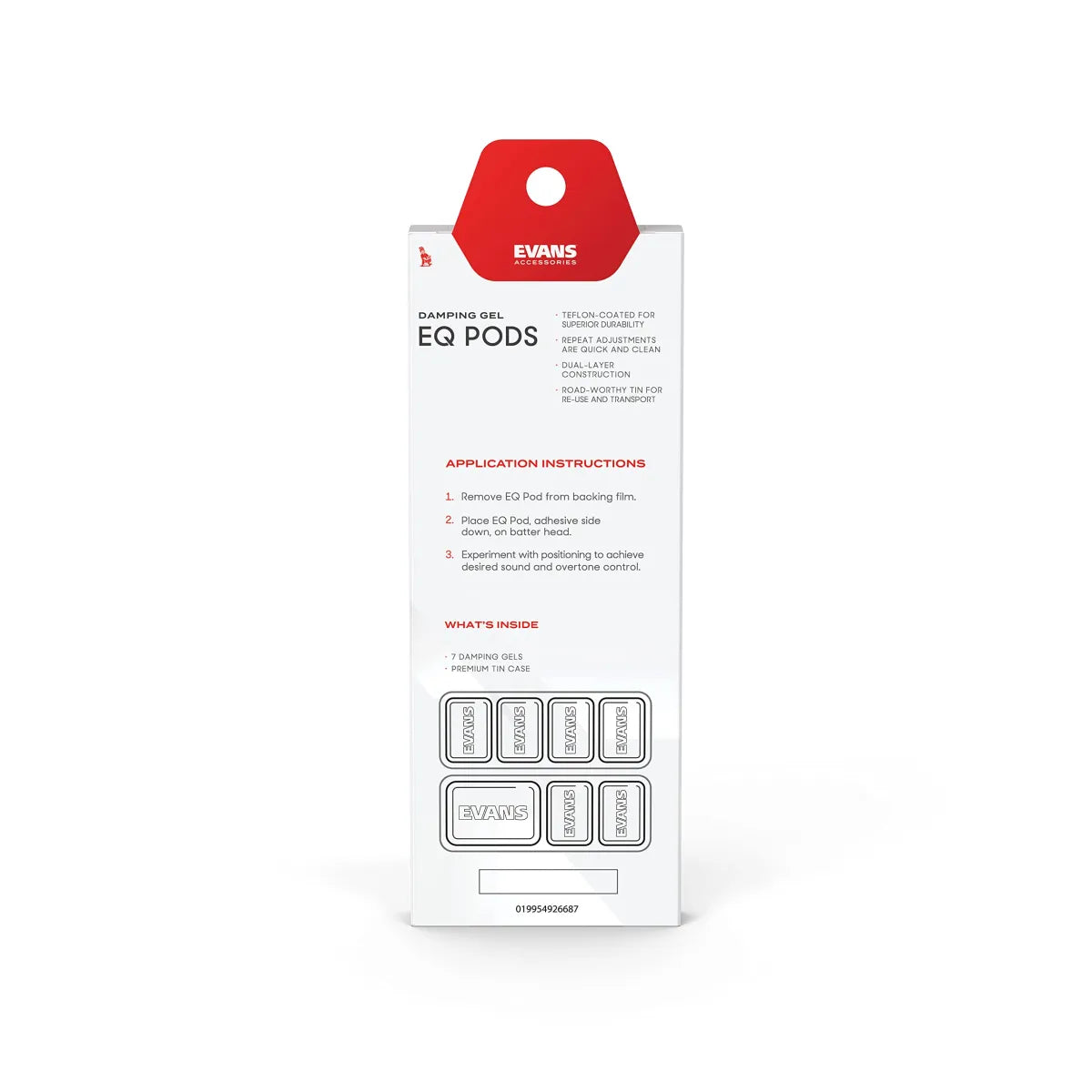 Ahogadores para Batería Evans EQ Pods EQPODS Geles Amortiguadores de Sonido para Control de Armónicos