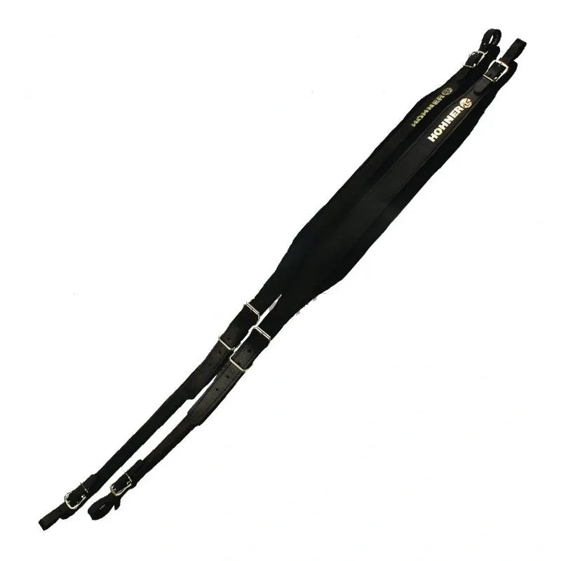 Tahalí para Acordeón Hohner ACC4 de Piel Negra | Correas Ajustables Acolchadas para Acordeón Diatónico y Piano