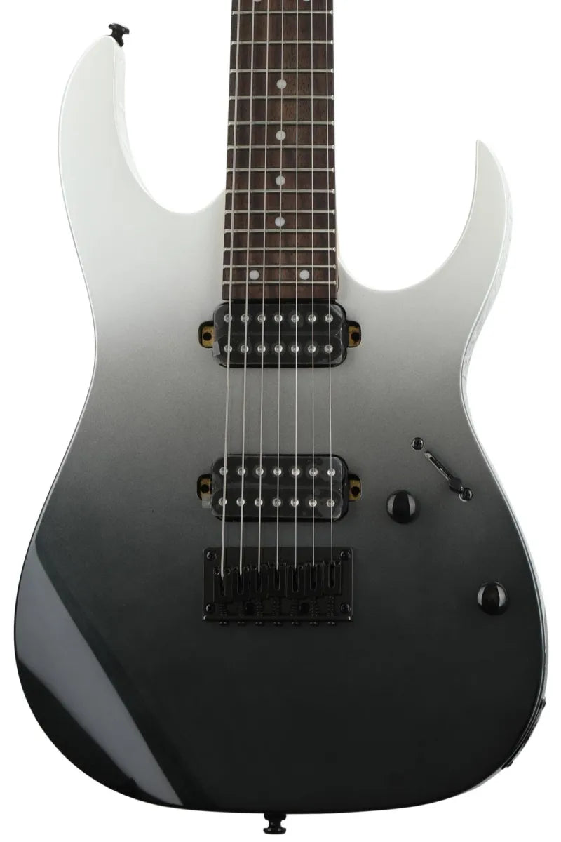Guitarra Eléctrica Ibanez RG7421PFM Pearl Black Fade Metallic de 7 Cuerdas con Pastillas Quantum y Puente F107