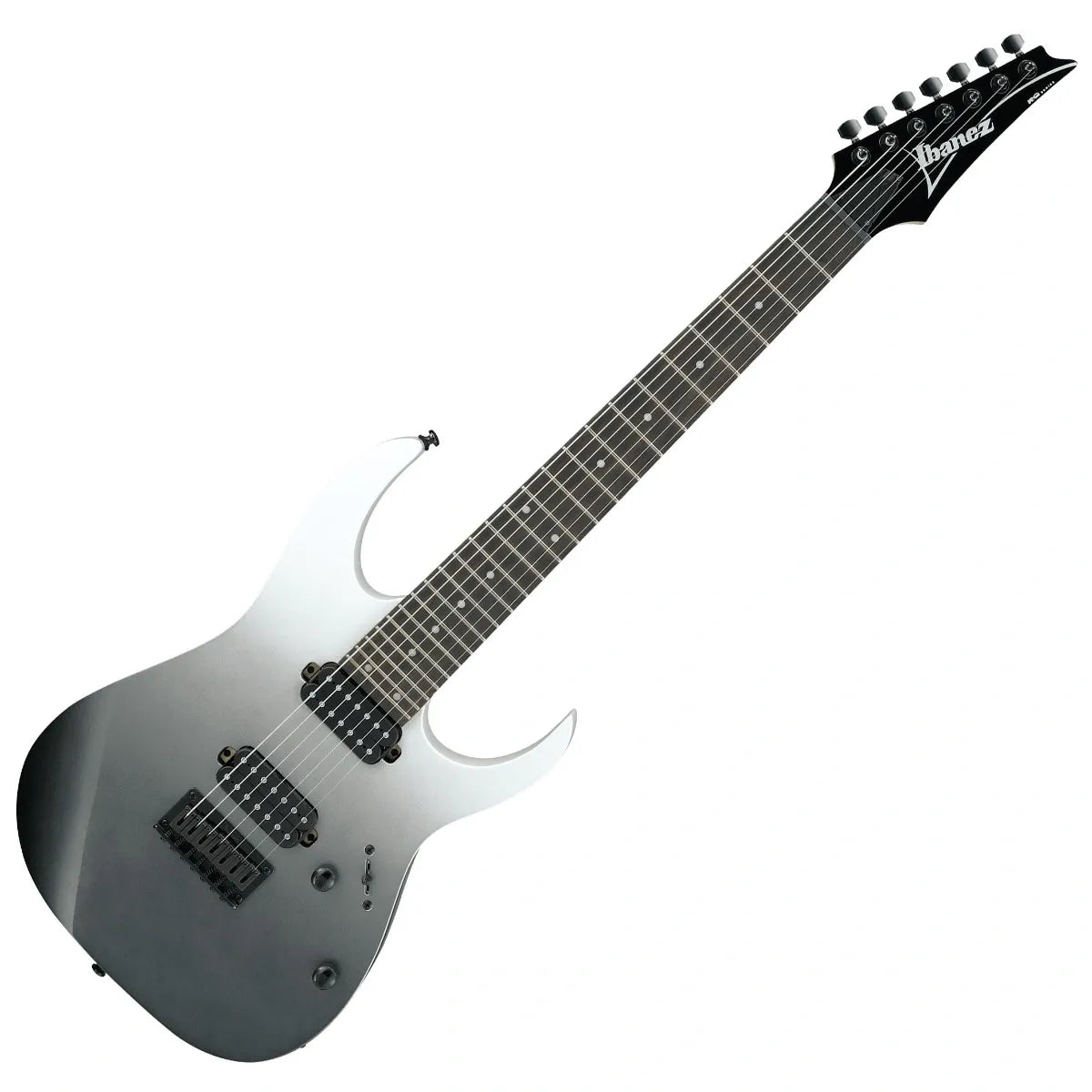 Guitarra Eléctrica Ibanez RG7421PFM Pearl Black Fade Metallic de 7 Cuerdas con Pastillas Quantum y Puente F107