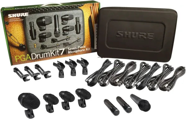 Kit de Micrófonos para Batería Shure PGADRUMKIT7 | Set Profesional de 7 Micrófonos para Grabación y Audio en Vivo