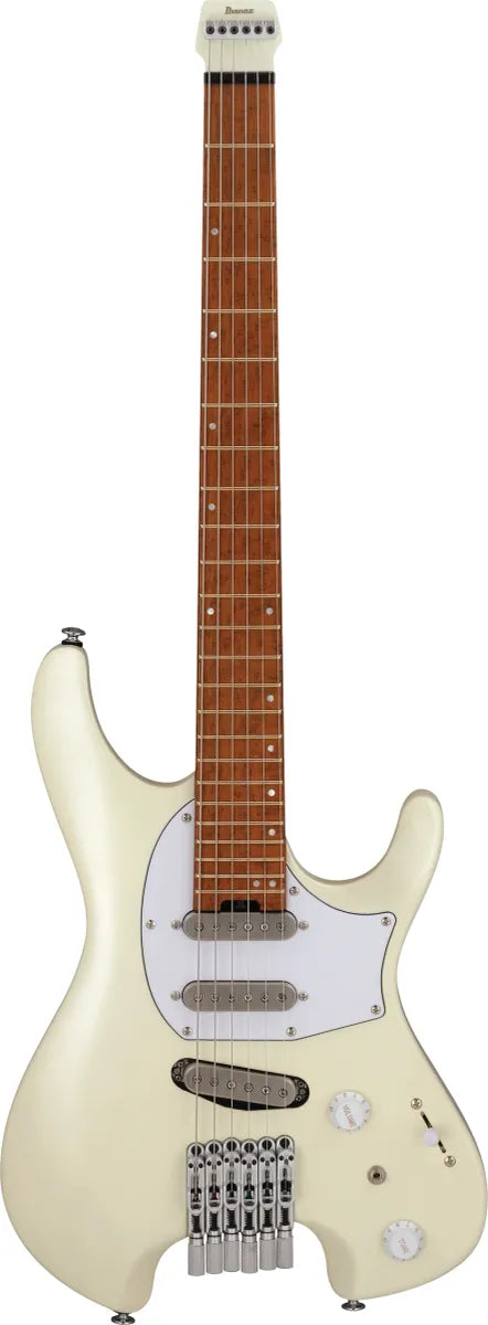 Guitarra Eléctrica Sin Cabeza Ibanez ICHI10VWM Ichika Nito Signature Vintage White Matte con Pastillas R-1 y Sistema dyna-MIX8