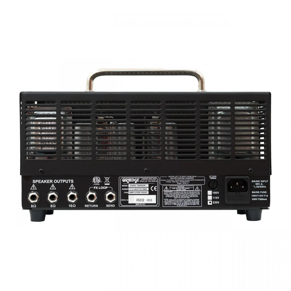 Amplificador para Guitarra Eléctrica Orange Dark Terror DA15-H 15W Cabezal a Válvulas High Gain con FX Loop y Control Shape Profesional