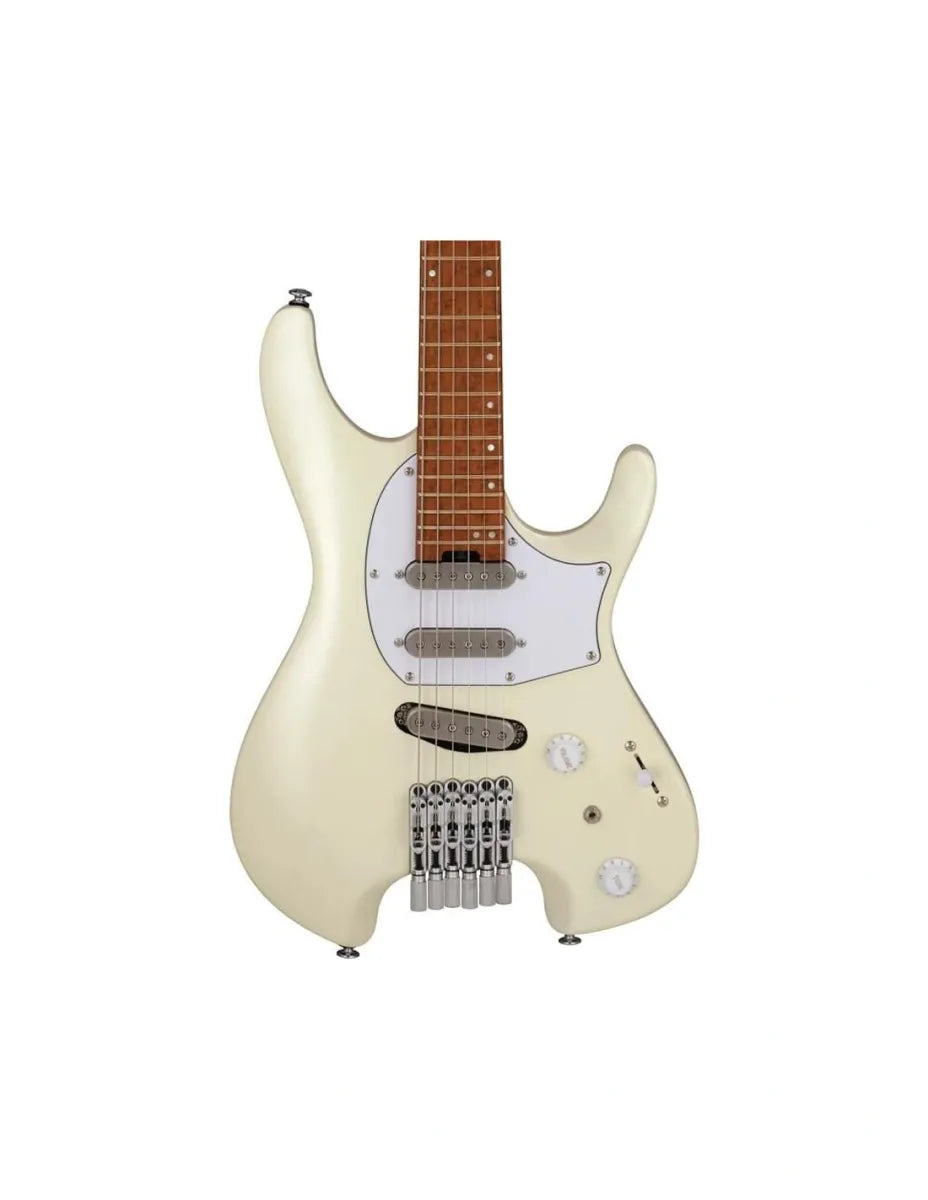 Guitarra Eléctrica Sin Cabeza Ibanez ICHI10VWM Ichika Nito Signature Vintage White Matte con Pastillas R-1 y Sistema dyna-MIX8