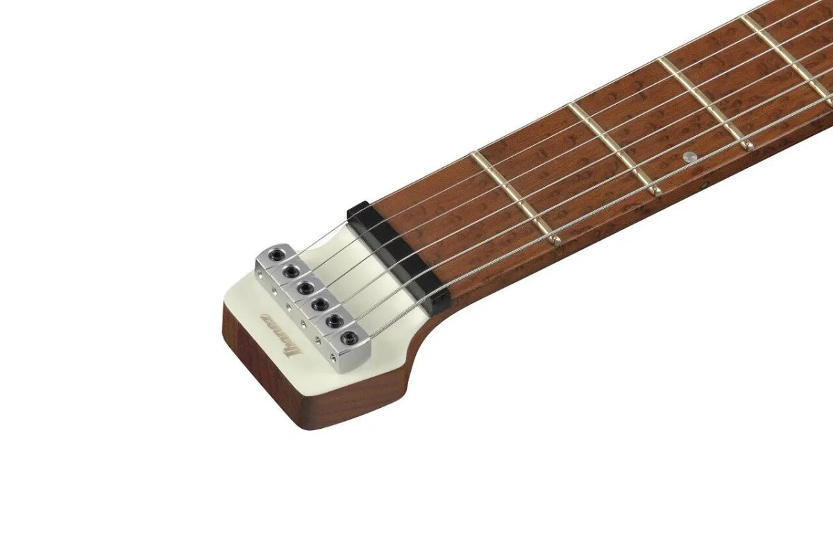 Guitarra Eléctrica Sin Cabeza Ibanez ICHI10VWM Ichika Nito Signature Vintage White Matte con Pastillas R-1 y Sistema dyna-MIX8