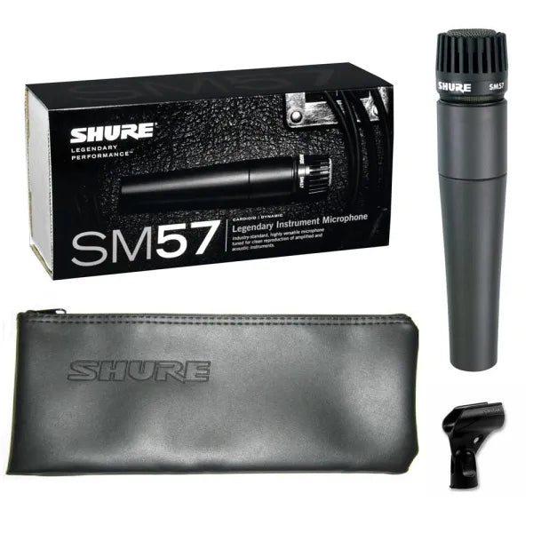 Micrófono Dinámico Shure SM57-LC Cardioide XLR Profesional para Instrumentos, Amplificadores y Estudio