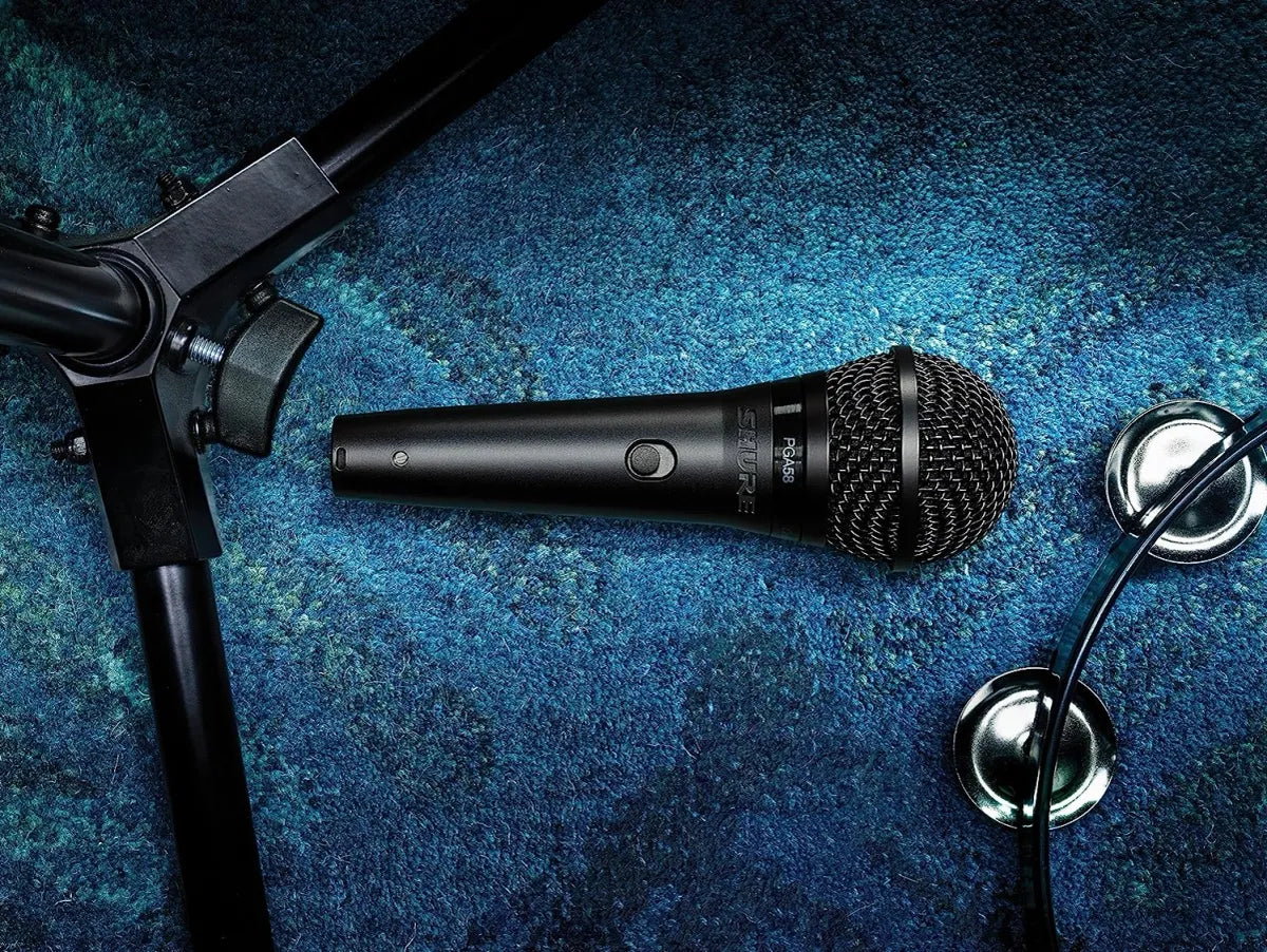 Micrófono Dinámico Shure PGA58-LC Cardioide XLR con Interruptor para Voz, Karaoke y Presentaciones en Vivo